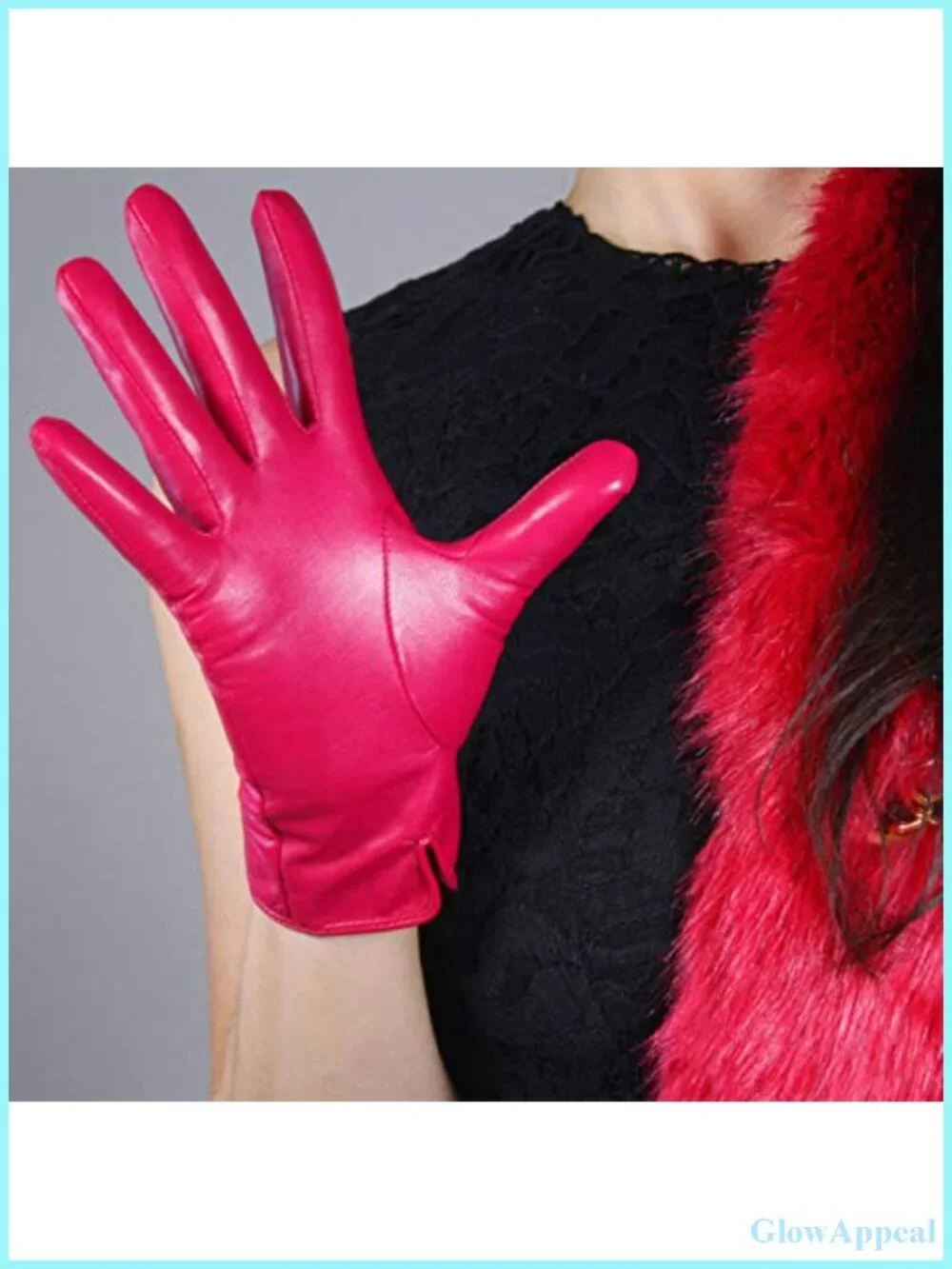Women's Real Leather Gloves Imported Goatskin Wrist Short Winter Warm Driving